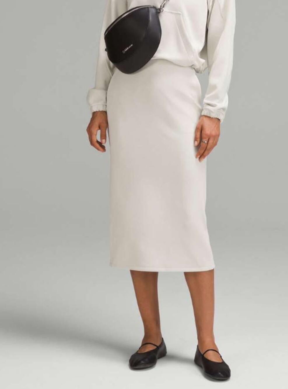 Lululemon Softstreme High-Rise Midi Skirt Cream Off White Bone Size 12